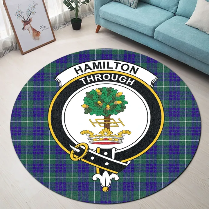 Hamilton Hunting Modern Clan Crest Tartan Round Rug