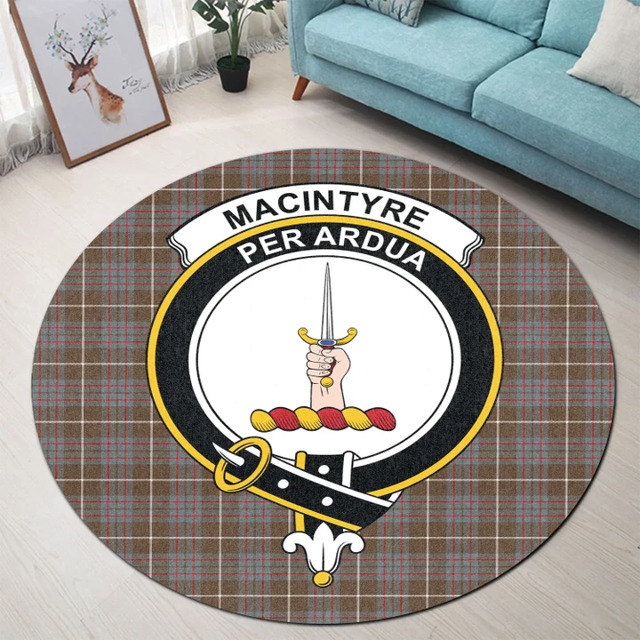 MacIntyre Hunting Weathered Clan Crest Tartan Round Rug