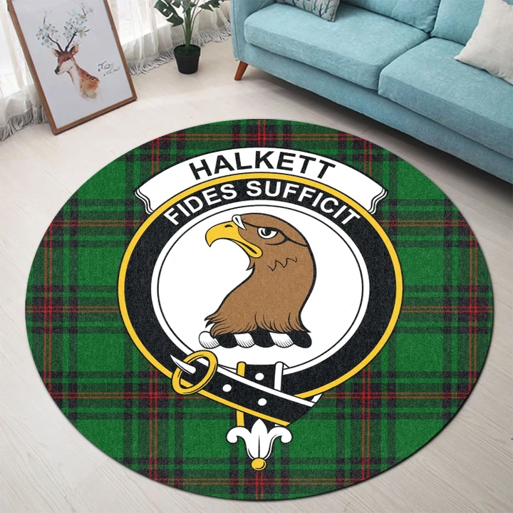 Halkett Clan Crest Tartan Round Rug