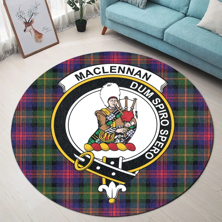 MacLennan Clan Crest Tartan Round Rug