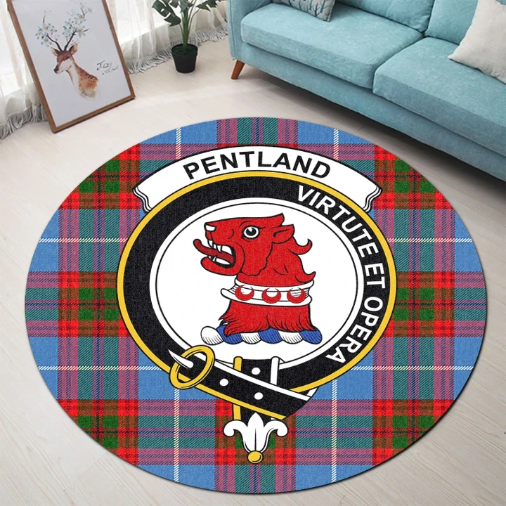 Pentland Clan Crest Tartan Round Rug