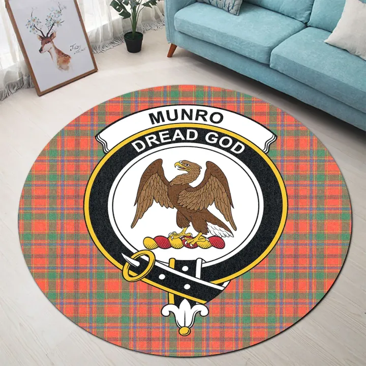 Munro Ancient Clan Crest Tartan Round Rug