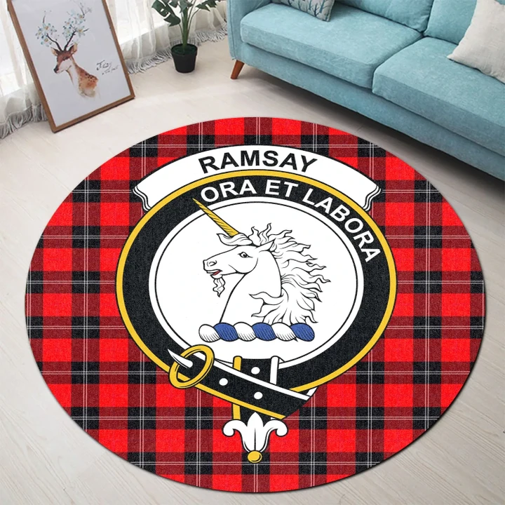 Ramsay Modern Clan Crest Tartan Round Rug
