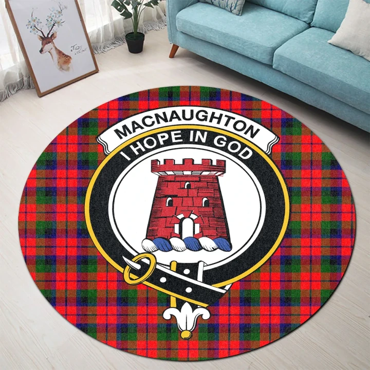 MacNaughton Modern Clan Crest Tartan Round Rug