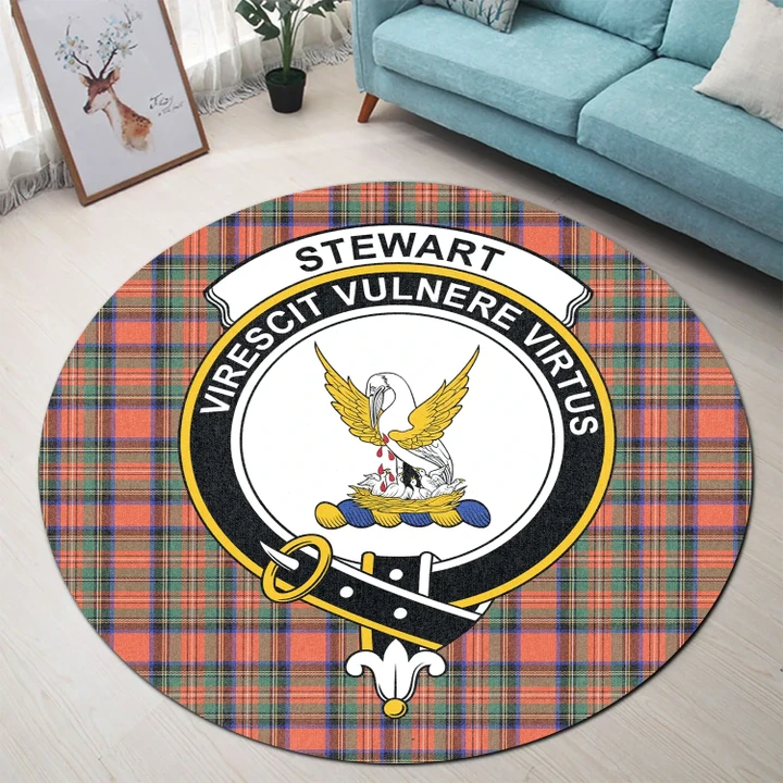 Stewart Royal Ancient Clan Crest Tartan Round Rug