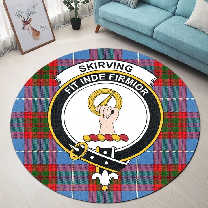 Skirving Clan Crest Tartan Round Rug