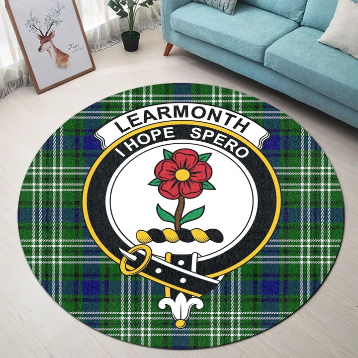 Learmonth Clan Crest Tartan Round Rug