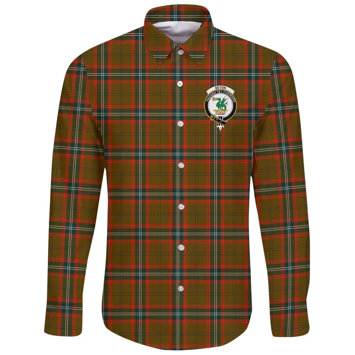 Seton Hunting Modern Tartan Clan Long Sleeve Button Shirt | Scottish Clan