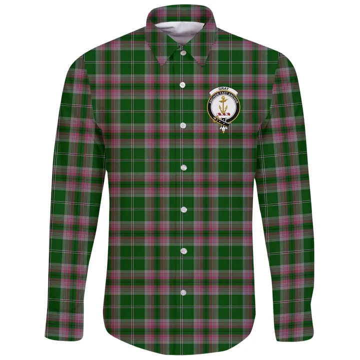 Gray Tartan Clan Long Sleeve Button Shirt | Scottish Clan