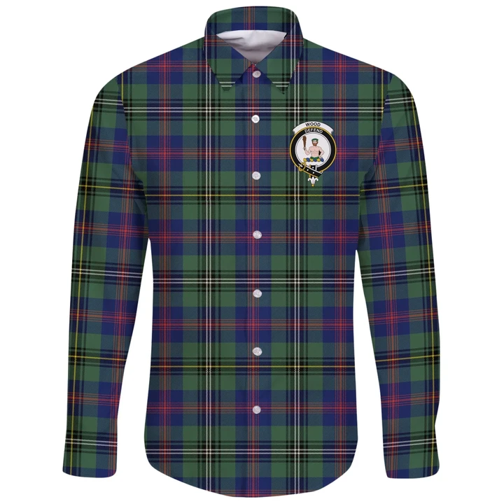 Wood Modern Tartan Clan Long Sleeve Button Shirt | Scottish Clan