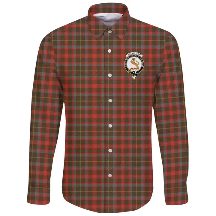 MacKintosh Hunting Weathered Tartan Clan Long Sleeve Button Shirt | Scottish Clan