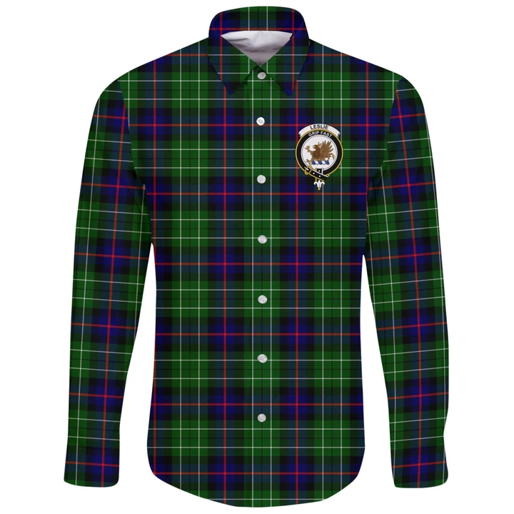 Leslie Hunting Tartan Clan Long Sleeve Button Shirt | Scottish Clan