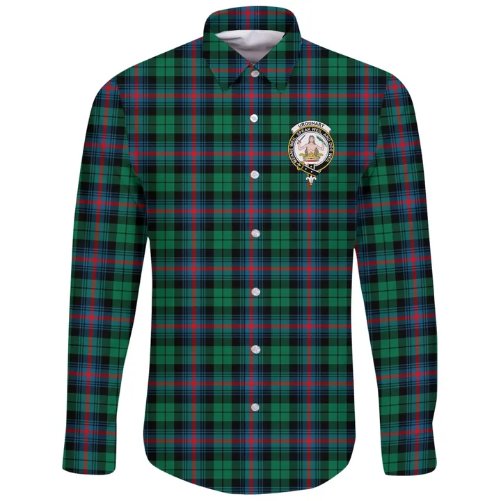 Urquhart Broad Red Ancient Tartan Clan Long Sleeve Button Shirt | Scottish Clan