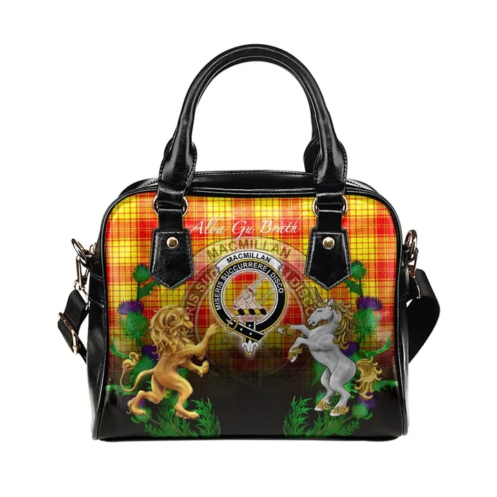 MacMillan Clan Crest Tartan Lion Unicorn Thistle Shoulder Handbag
