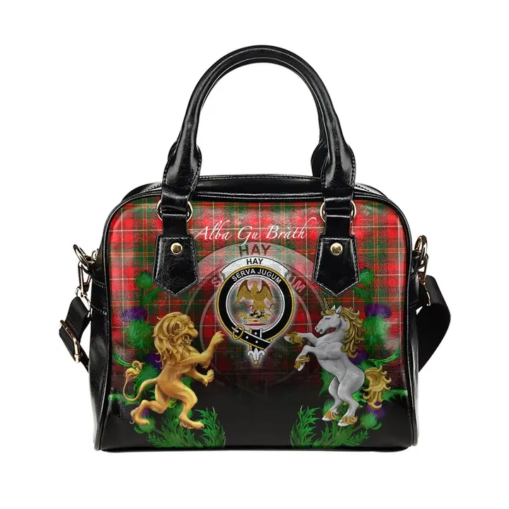 Hay Modern Crest Tartan Lion Unicorn Thistle Shoulder Handbag