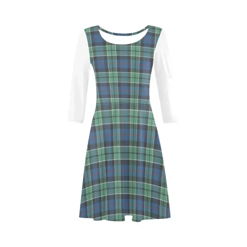 Leslie Hunting Ancient  Tartan 3/4 Sleeve Sundress | Exclusive Over 500 Clans