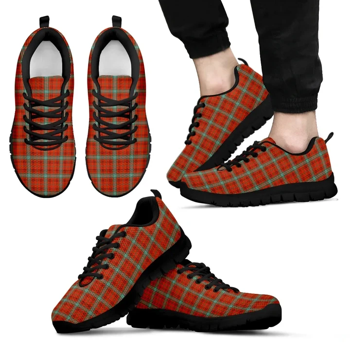 Morrison Red Ancient, Men's Sneakers, Tartan Sneakers, Clan Badge Tartan Sneakers, Shoes, Footwears, Scotland Shoes, Scottish Shoes, Clans Shoes