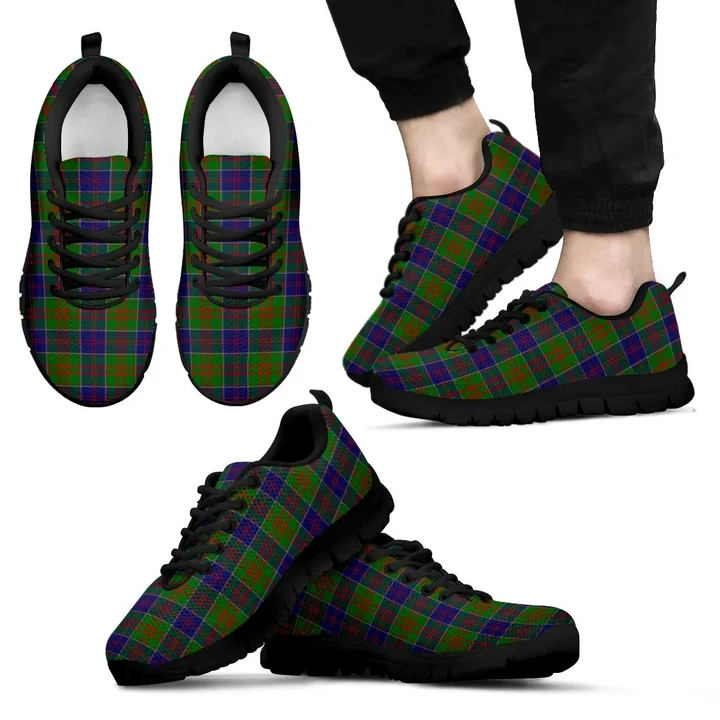 Stewart of Appin Hunting Modern, Men's Sneakers, Tartan Sneakers, Clan Badge Tartan Sneakers, Shoes, Footwears, Scotland Shoes, Scottish Shoes, Clans Shoes