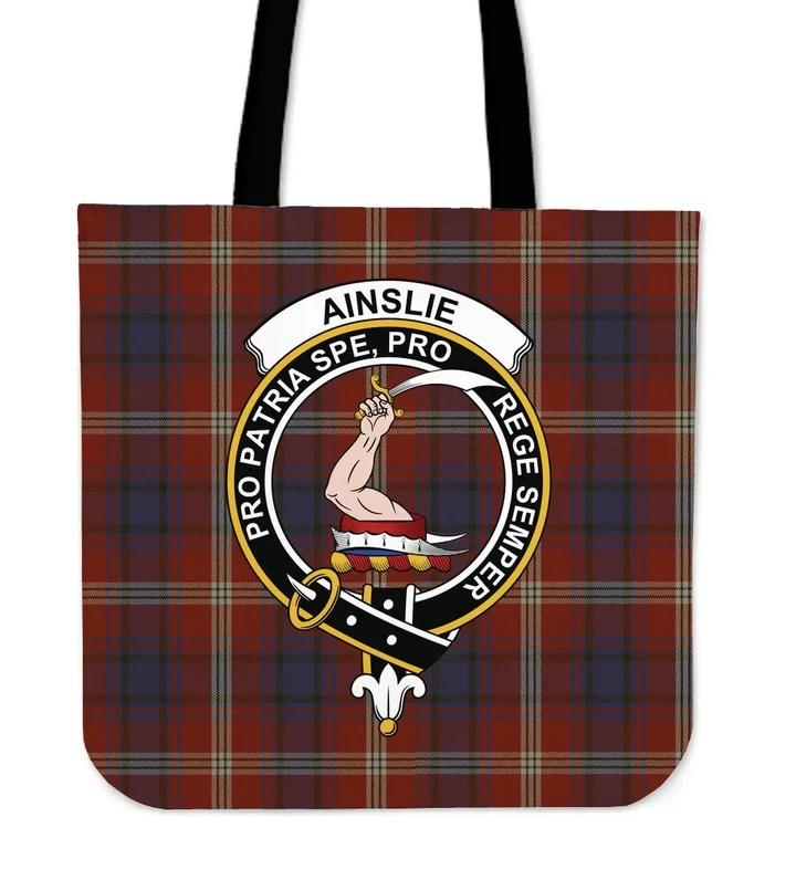 Tartan Tote Bag - Ainslie Clan Badge | Special Custom Design