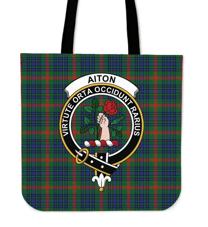 Tartan Tote Bag - Aiton Clan Badge | Special Custom Design