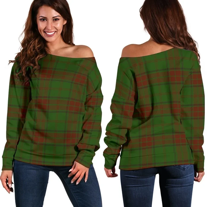 Tartan Womens Off Shoulder Sweater - Maxwell Hunting