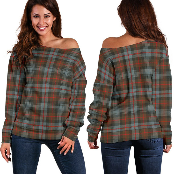 Tartan Womens Off Shoulder Sweater - Murray Of Atholl Weathered