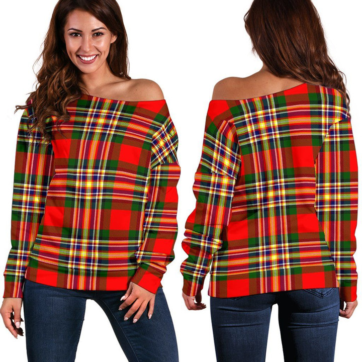 Tartan Womens Off Shoulder Sweater - MacGill Modern