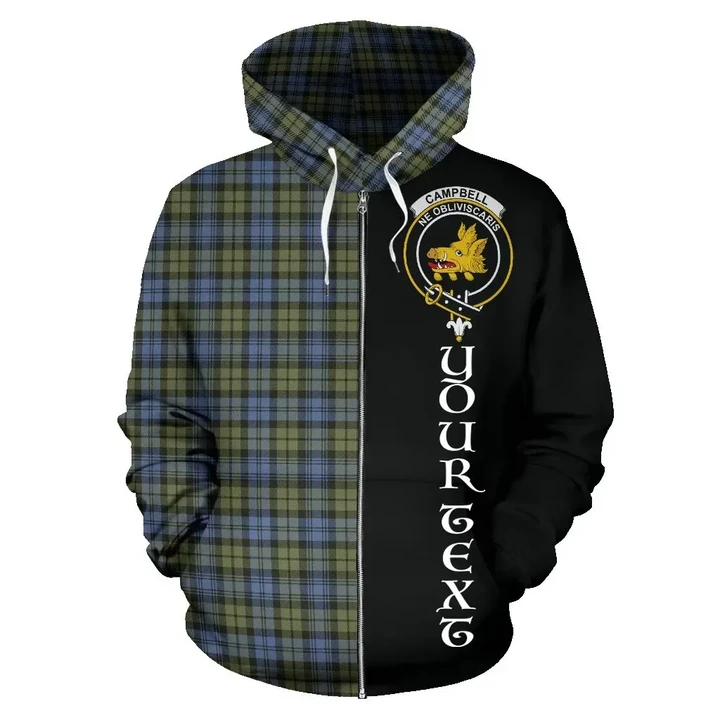 (Custom your text) Campbell Faded Tartan Hoodie Half Of Me TH8