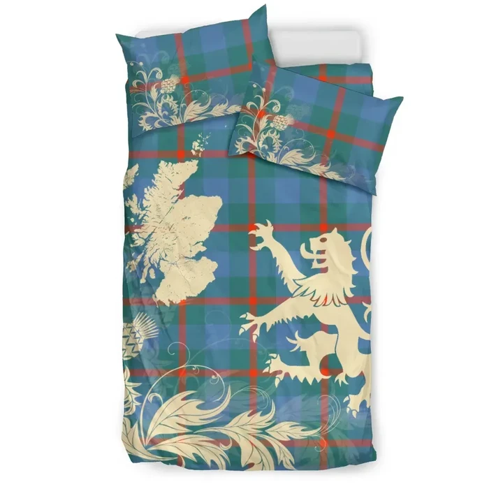 Agnew Ancient Tartan Scotland Lion Thistle Map Bedding Set HJ4