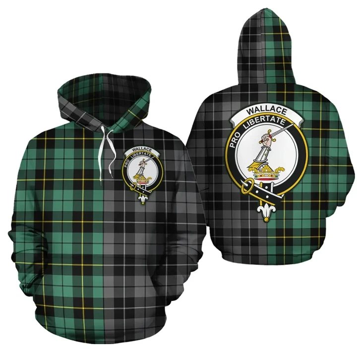 Wallace Hunting Ancient Clan Half Of Me New Version Crest Tartan Hoodie