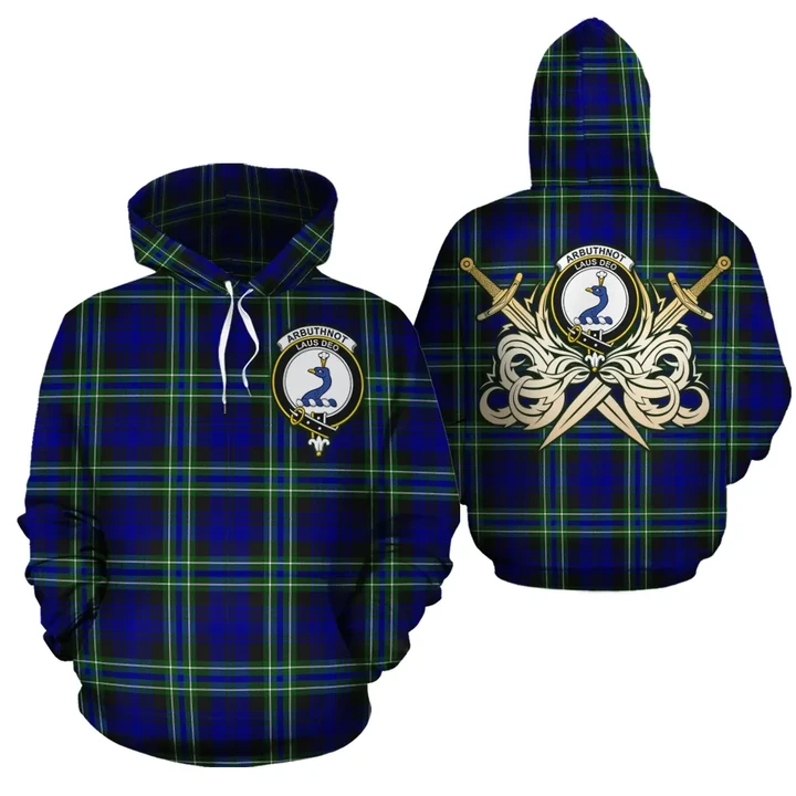 Arbuthnot Modern Clan Crest Tartan Scottish Gold Thistle Hoodie K32
