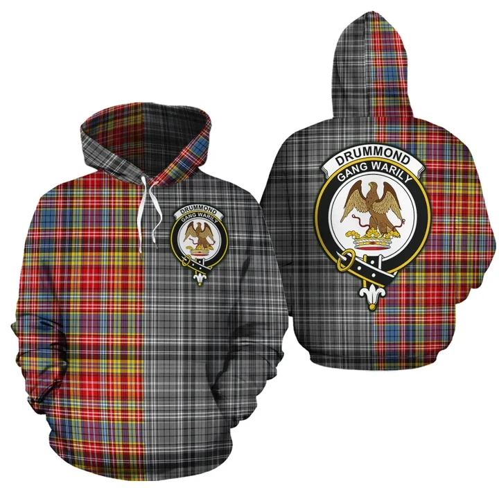 Drummond of Strathallan Clan Half Of Me New Version Crest Tartan Hoodie K32
