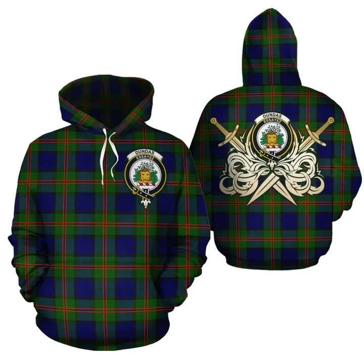 Dundas Modern 02 Clan Crest Tartan Scottish Gold Thistle Hoodie K32