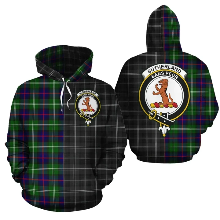 Sutherland Modern Clan Half Of Me New Version Crest Tartan Hoodie
