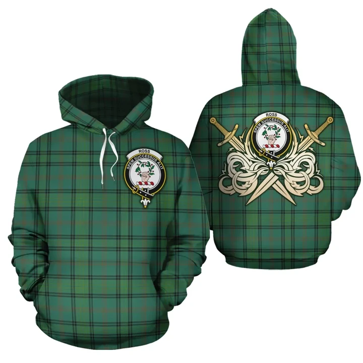 Ross Hunting Ancient Clan Crest Tartan Scottish Gold Thistle Hoodie