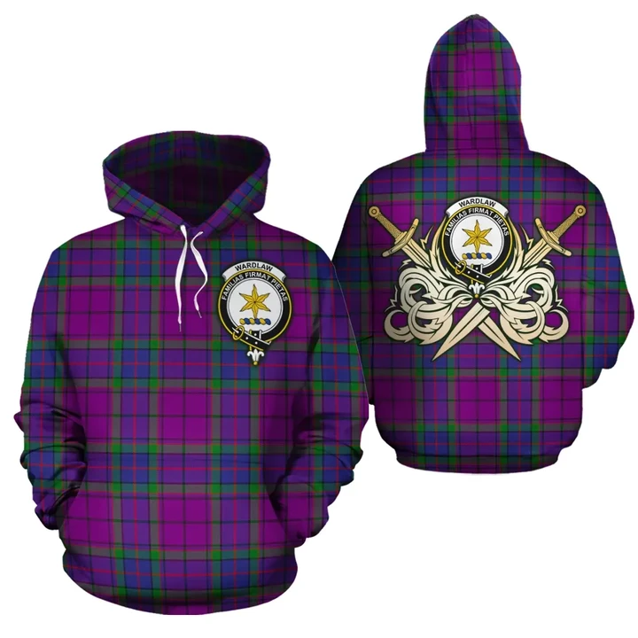 Wardlaw Modern Clan Crest Tartan Scottish Gold Thistle Hoodie