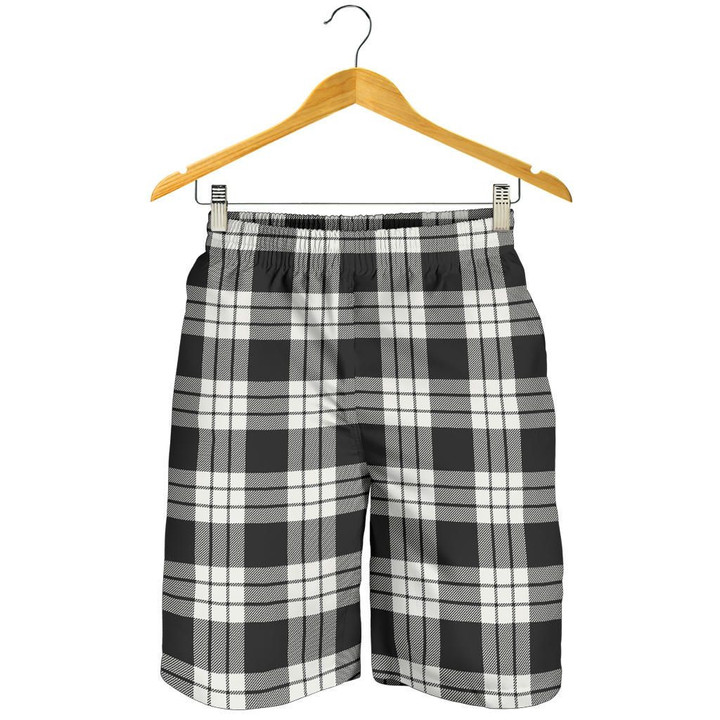 MacFarlane Black & White Ancient Tartan Shorts For Men