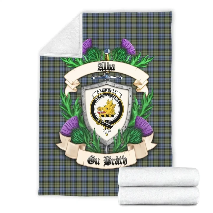 Campbell Faded Crest Tartan Blanket Thistle A91
