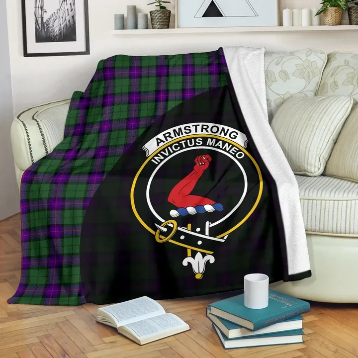 Armstrong Modern Tartan Clan Badge Premium Blanket Wave Style TH8
