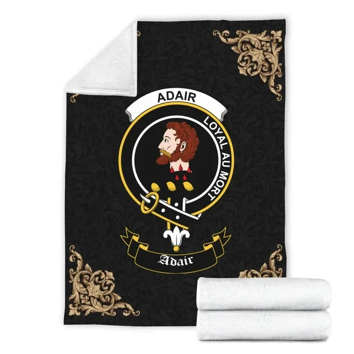 Adair Crest Tartan Premium Blanket Black A91