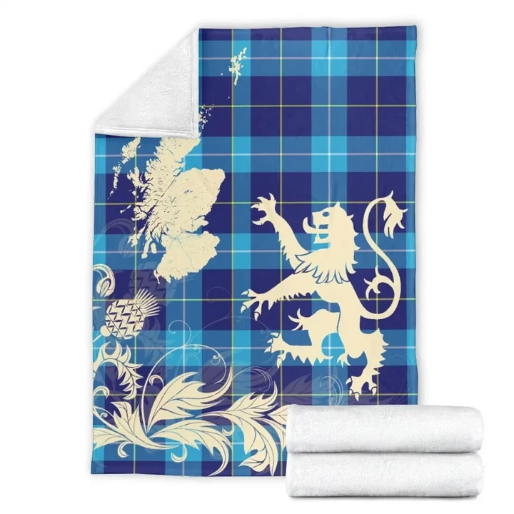 McKerrell Tartan Scotland Lion Thistle Map Premium Blanket