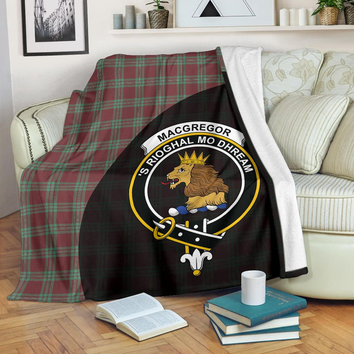MacGregor Hunting Ancient Tartan Clan Badge Premium Blanket Wave Style