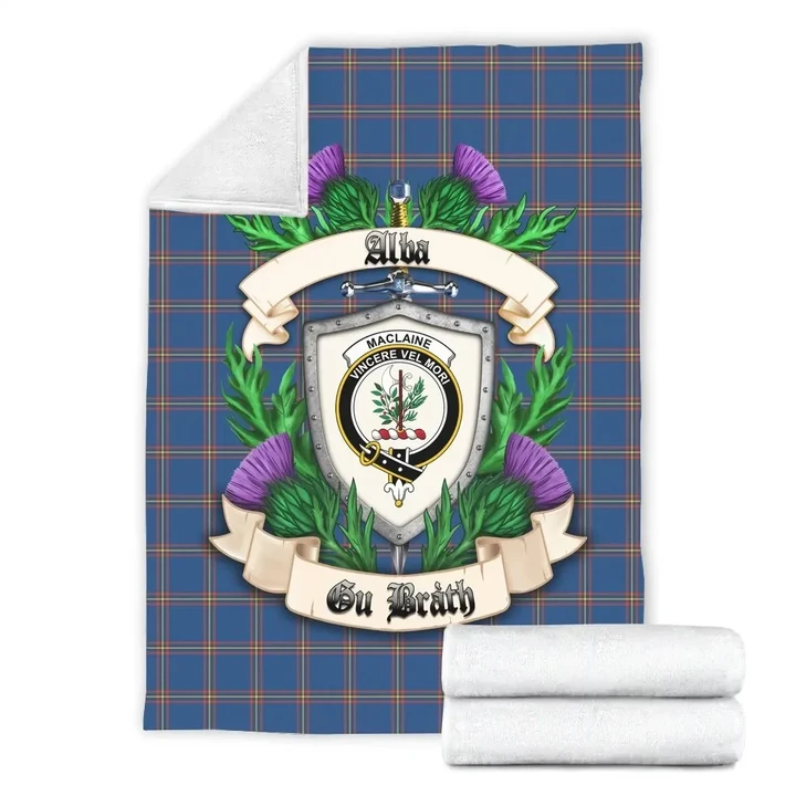 MacLaine of Loch Buie Hunting Ancient Crest Tartan Blanket Thistle A91