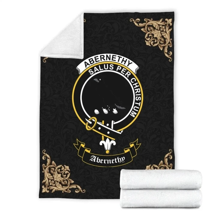 Abernethy Crest Tartan Premium Blanket Black A91