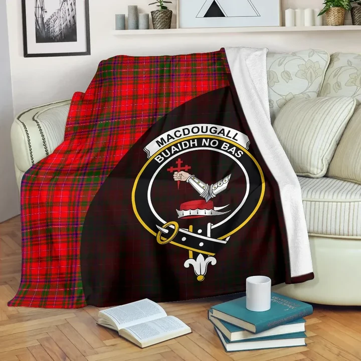 MacDougall Modern Tartan Clan Badge Premium Blanket Wave Style