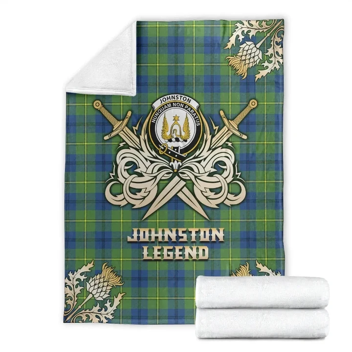 Premium Blanket Johnston Ancient Clan Crest Gold Courage Symbol