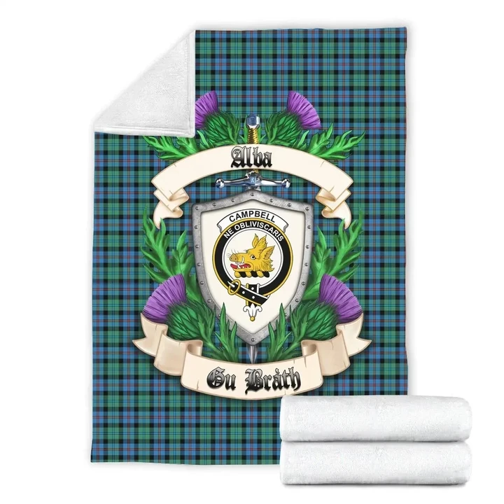 Campbell of Cawdor Ancient Crest Tartan Blanket Thistle A91