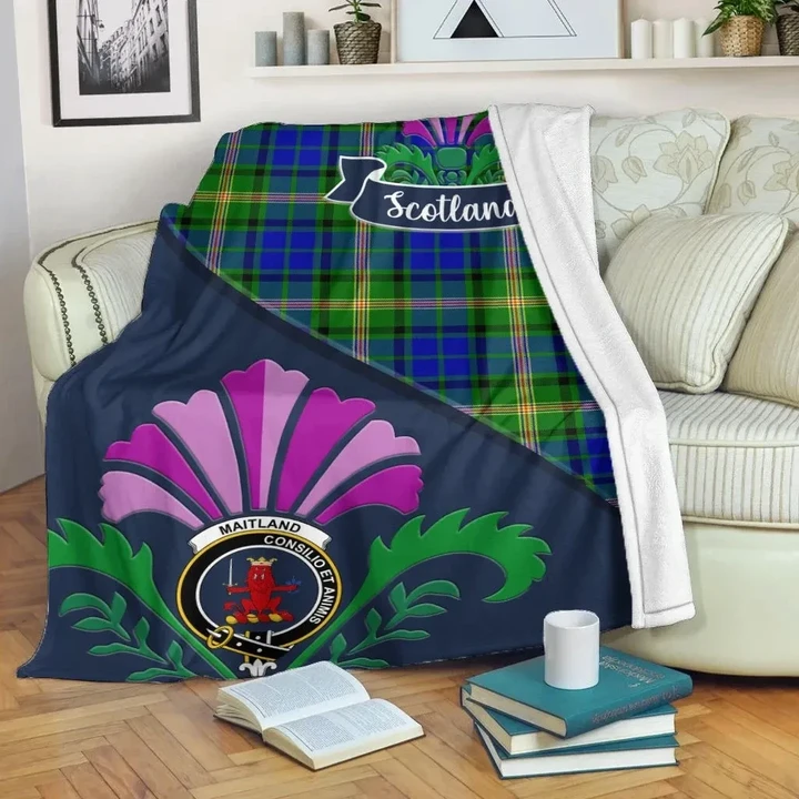 Maitland Crest Tartan Blanket Scotland Thistle A30