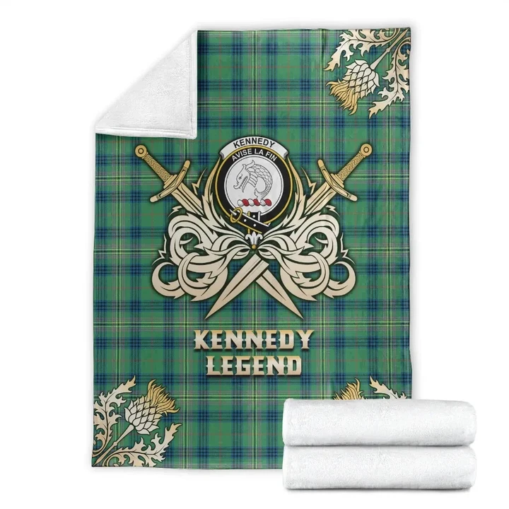 Premium Blanket Kennedy Ancient Clan Crest Gold Courage Symbol