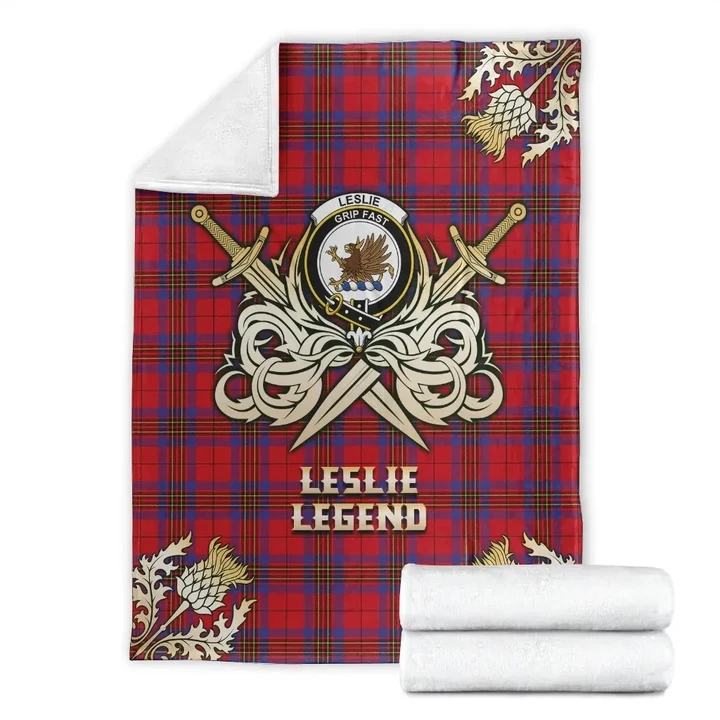 Premium Blanket Leslie Modern Clan Crest Gold Courage Symbol